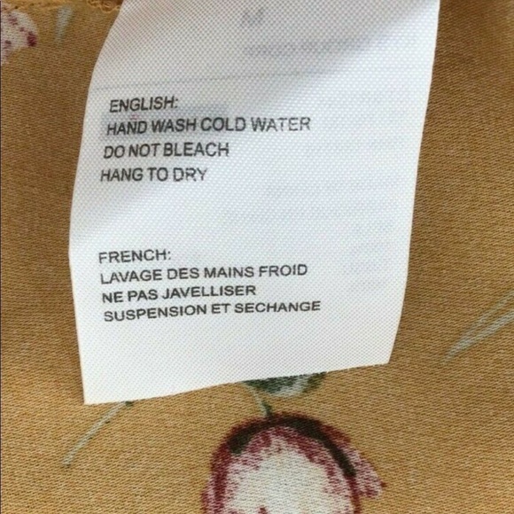 Elodie Mustard Floral Long Sleeve Blouse Front Flap Pockets Sz XL - Picture 8 of 10